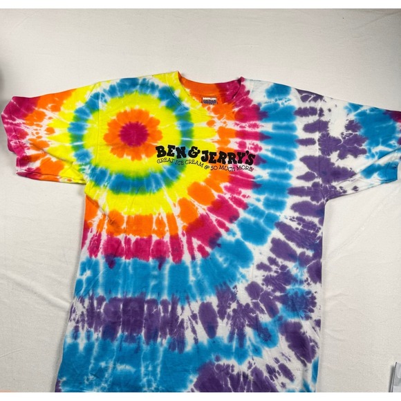 Gildan Other - Ben & Jerrys Tie Dye Graphic T-Shirt Mens Large Gildan Ultra Cotton Rainbow Tee